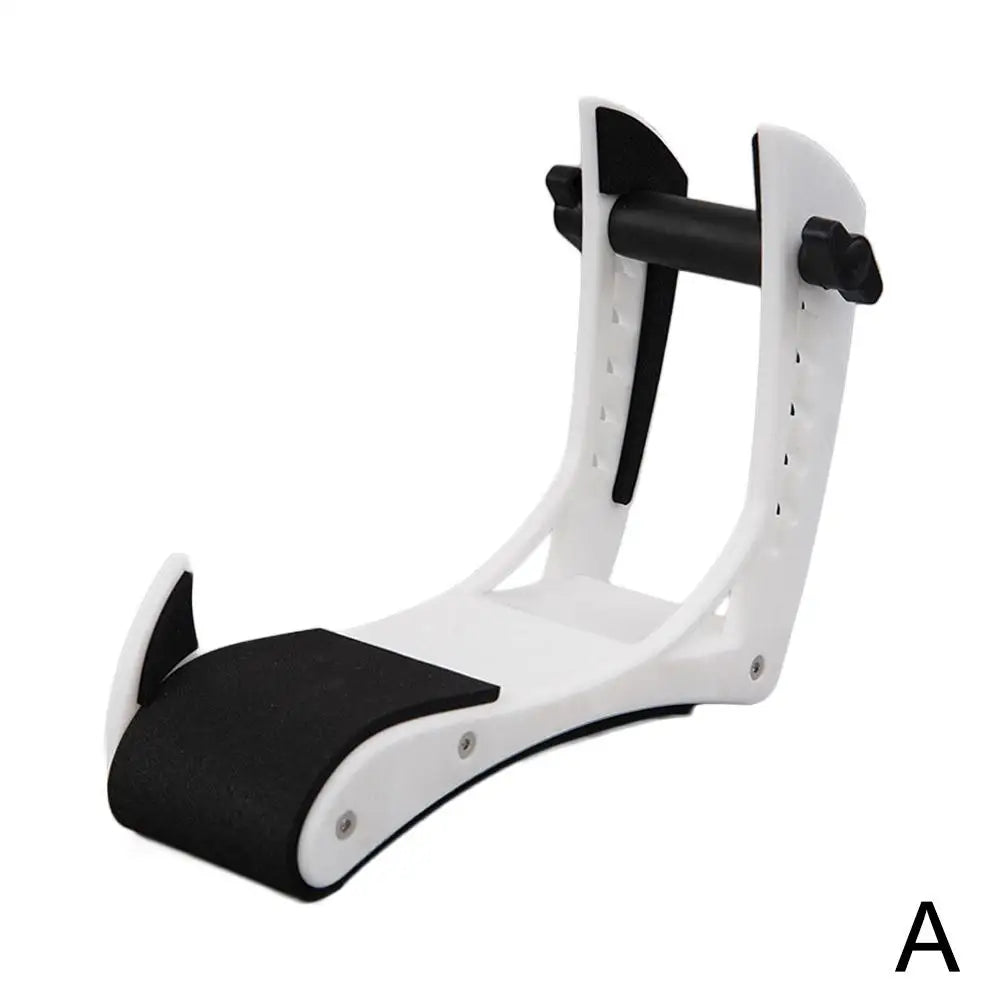 White and black plastic adjustable height bicycle pedal stand suitable as electric wood guitar leg rest labor-saving accessory