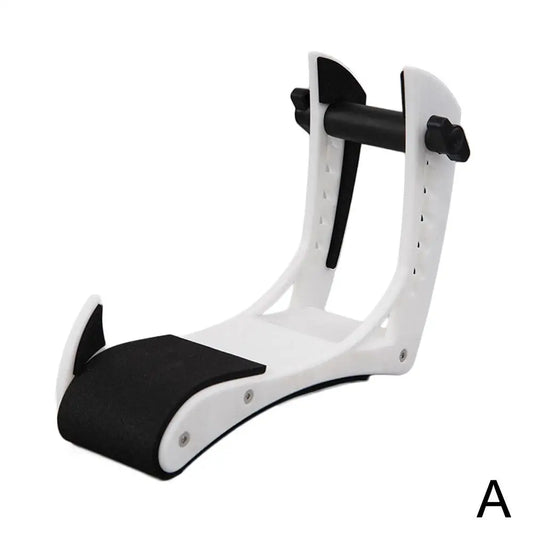 White and black plastic adjustable height bicycle pedal stand suitable as electric wood guitar leg rest labor-saving accessory