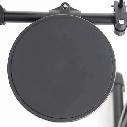 Black circular electronic drum pad on stand from electronic drum kit drum set mt10 with usb midi headphone interface