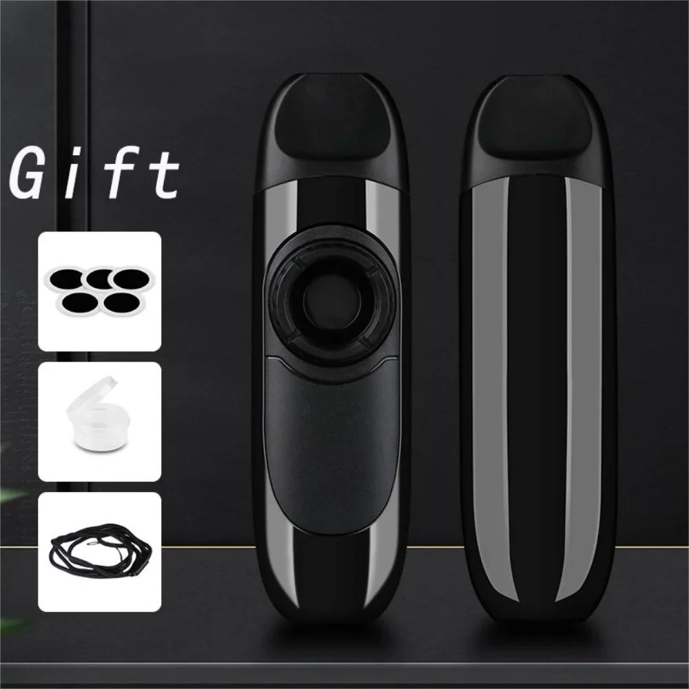 Black and silver electronic kazoo musicial with sleek design made of abs material woodwind music gift for learn easily orff
