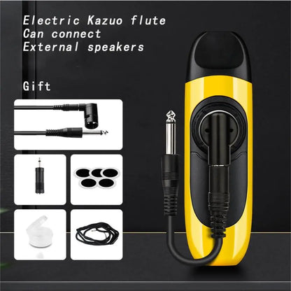 Yellow and black electronic kazoo musicial with sleek ABS material design ideal as a learn easily Orff woodwind music gift