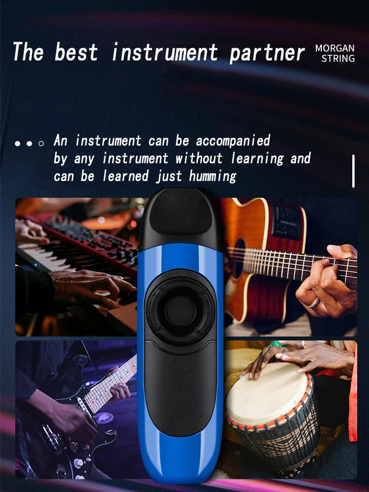 Blue and black electronic kazoo musical accompaniment device made of ABS material woodwind music gift ideal to learn easily Orff