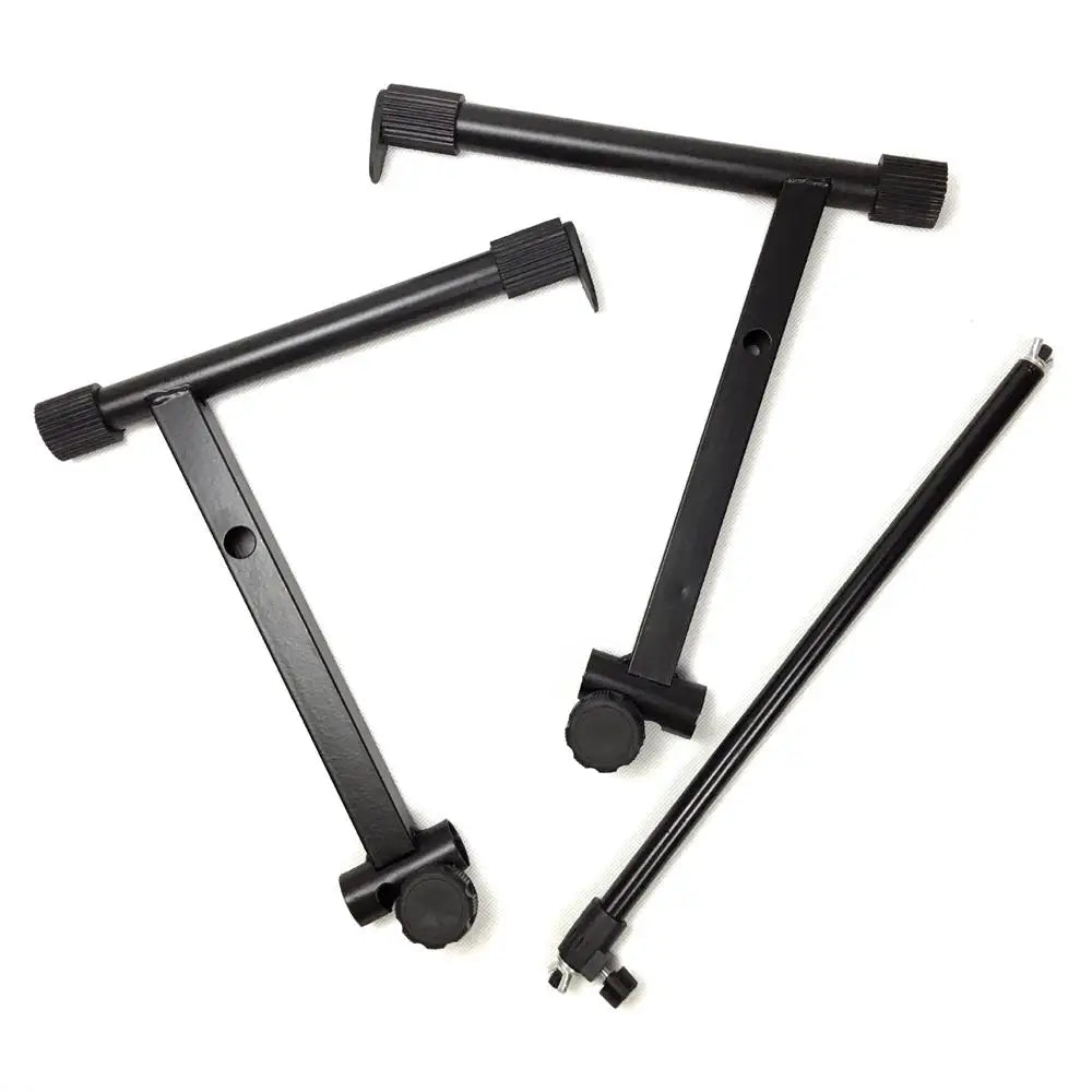 Black metal electronic piano stand riser with adjustable joints and rubberized knobs showcasing exquisite workmanship universal design