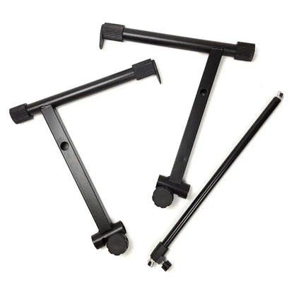 Black metal electronic piano stand riser with adjustable joints and rubberized knobs showcasing exquisite workmanship universal design