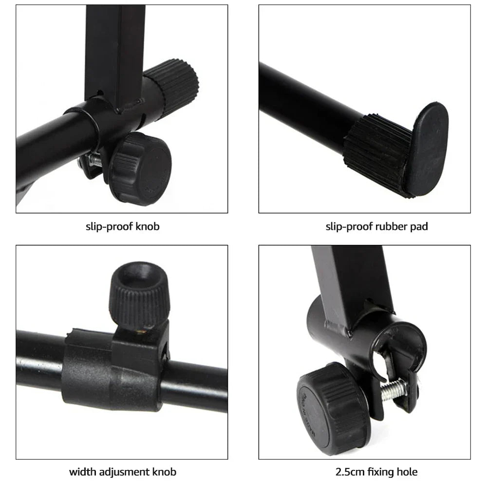 Black electronic piano stand riser with adjustable width and slip-proof rubber pads featuring exquisite workmanship universal design