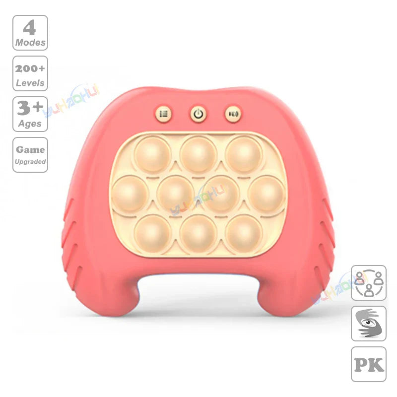 Pink plastic electronic pop light up chases light game fidget anti stress toy with beige bubbles for stress relief