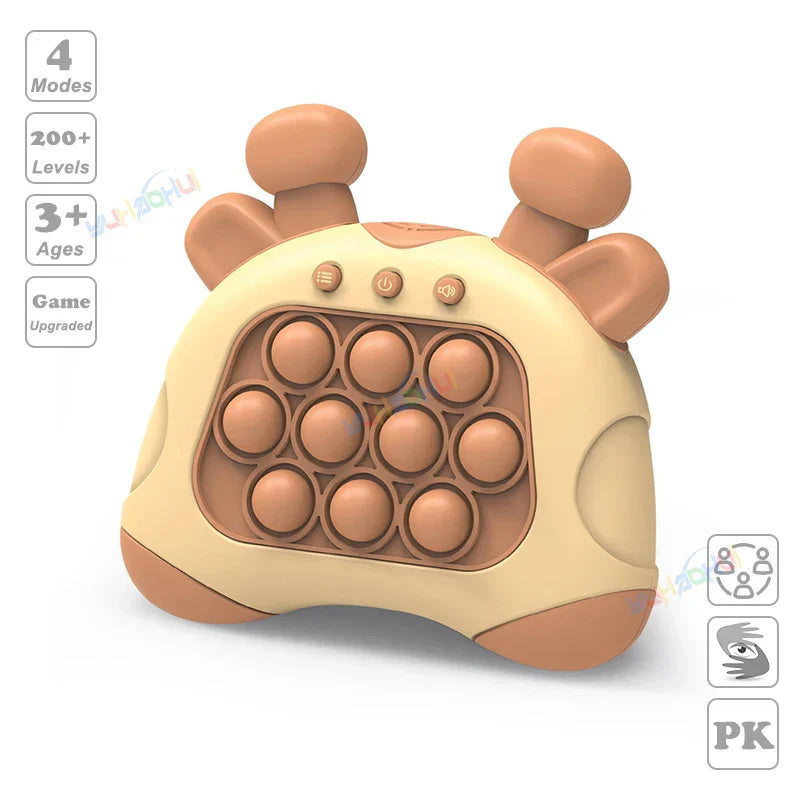 Beige and tan giraffe-shaped silicone pop-it fidget anti stress toy with soft bubbles for chases light game stress relief