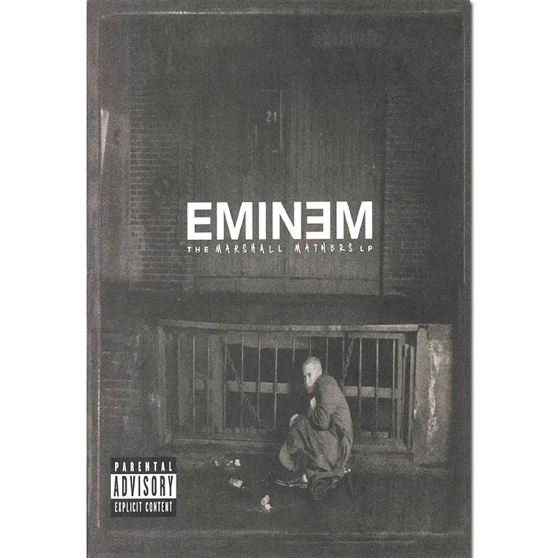 Black-and-white eminem posters canvas painting featuring grim urban scene from the marshall mathers lp for home decor
