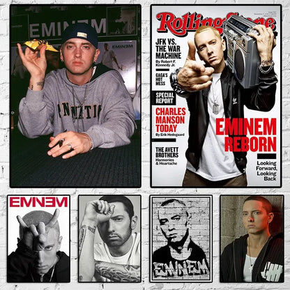 Eminem posters 8 mile hip hop singer canvas wall art featuring multiple colorful rapper images for home decor