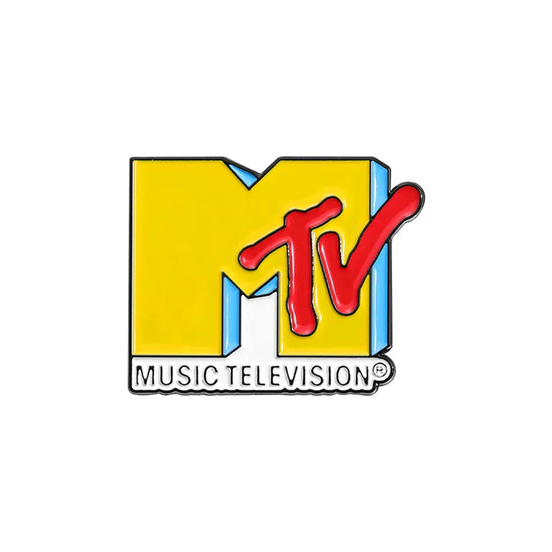 Vibrant yellow red and blue enamel music television pin metal brooches lapel backpack badge fashio jewelry gift for friends