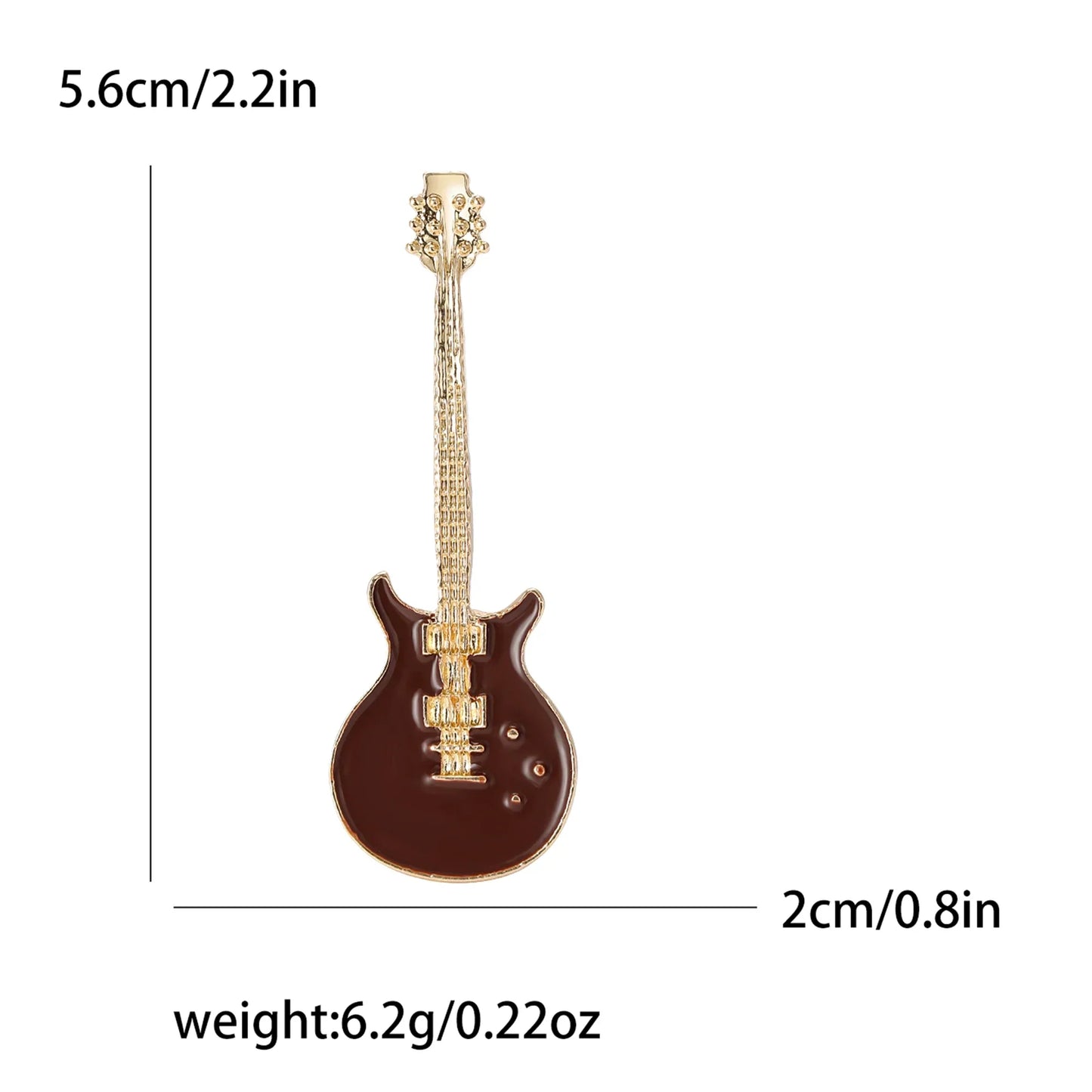 Gold-toned electric guitar pin with glossy dark brown body enamel violin brooches for banquet party backpack gifts
