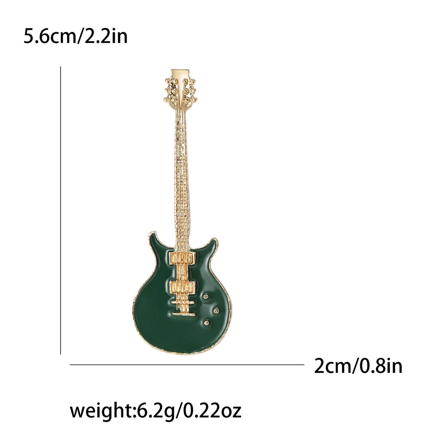 A sleek dark green enamel violin brooch with gold details perfect for unisex rhinestone music banquet party backpack gifts
