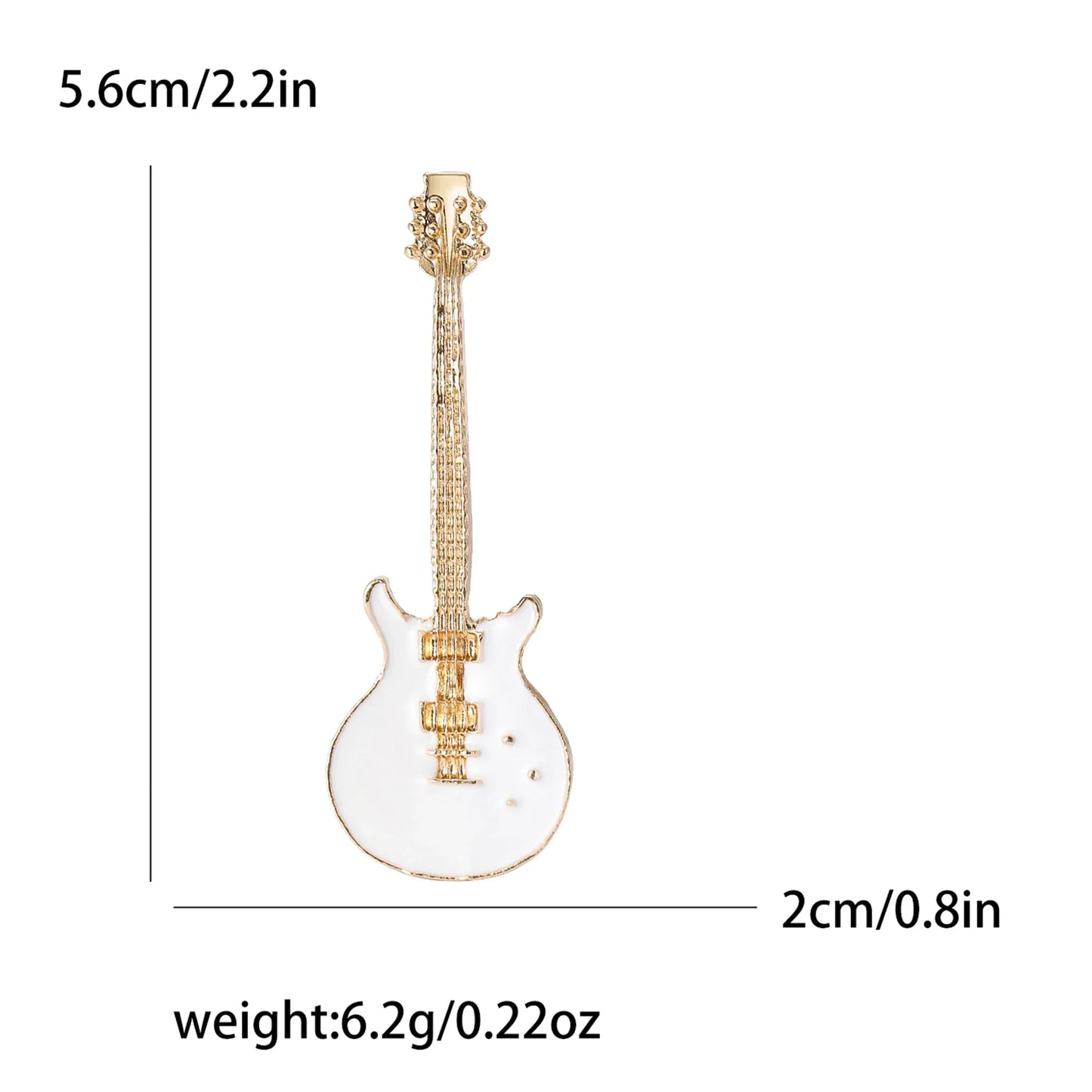 White enamel violin brooch with gold hardware featuring unisex rhinestone music design for banquet party backpack gifts