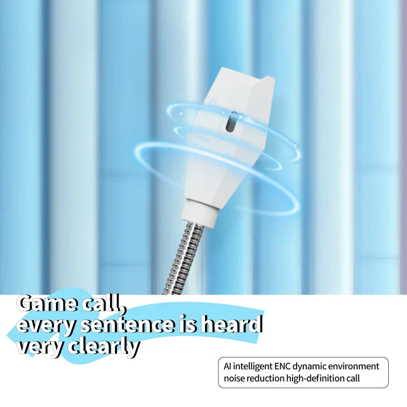 White plastic microphone head with metallic mesh cable on epz g20 wired earphones hifi for clear gaming calls