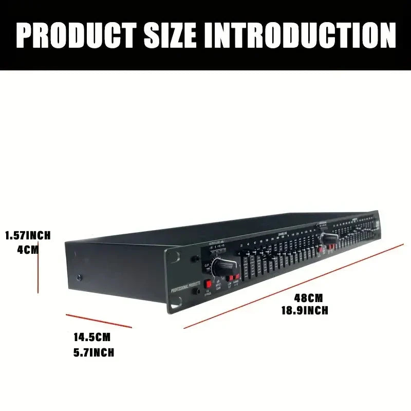 Black eq215 professional sound equalizer with multiple sliders and knobs for precision tuning in studios and live performances