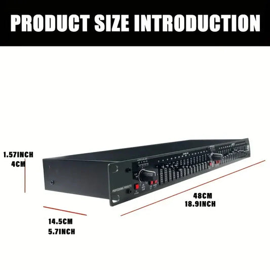 Black professional sound equalizer eq215 with multiple sliders and knobs for precision tuning in studios and live performances