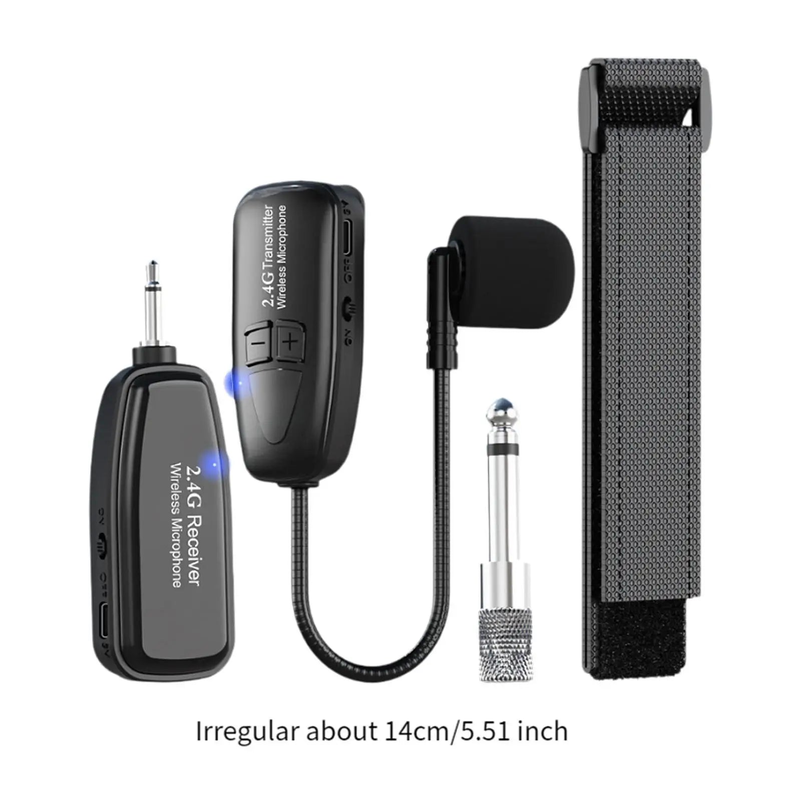 Black 2.4g wireless erhu microphone violin mic pickup with transmitter receiver clip-on mic for personal exercises voice recording