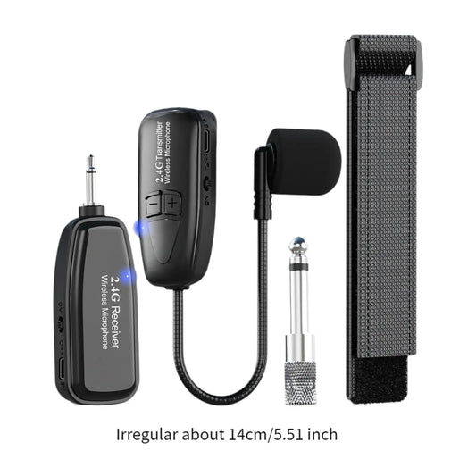 Black 2.4g wireless erhu microphone violin mic pickup with transmitter receiver clip-on mic for personal exercises voice recording