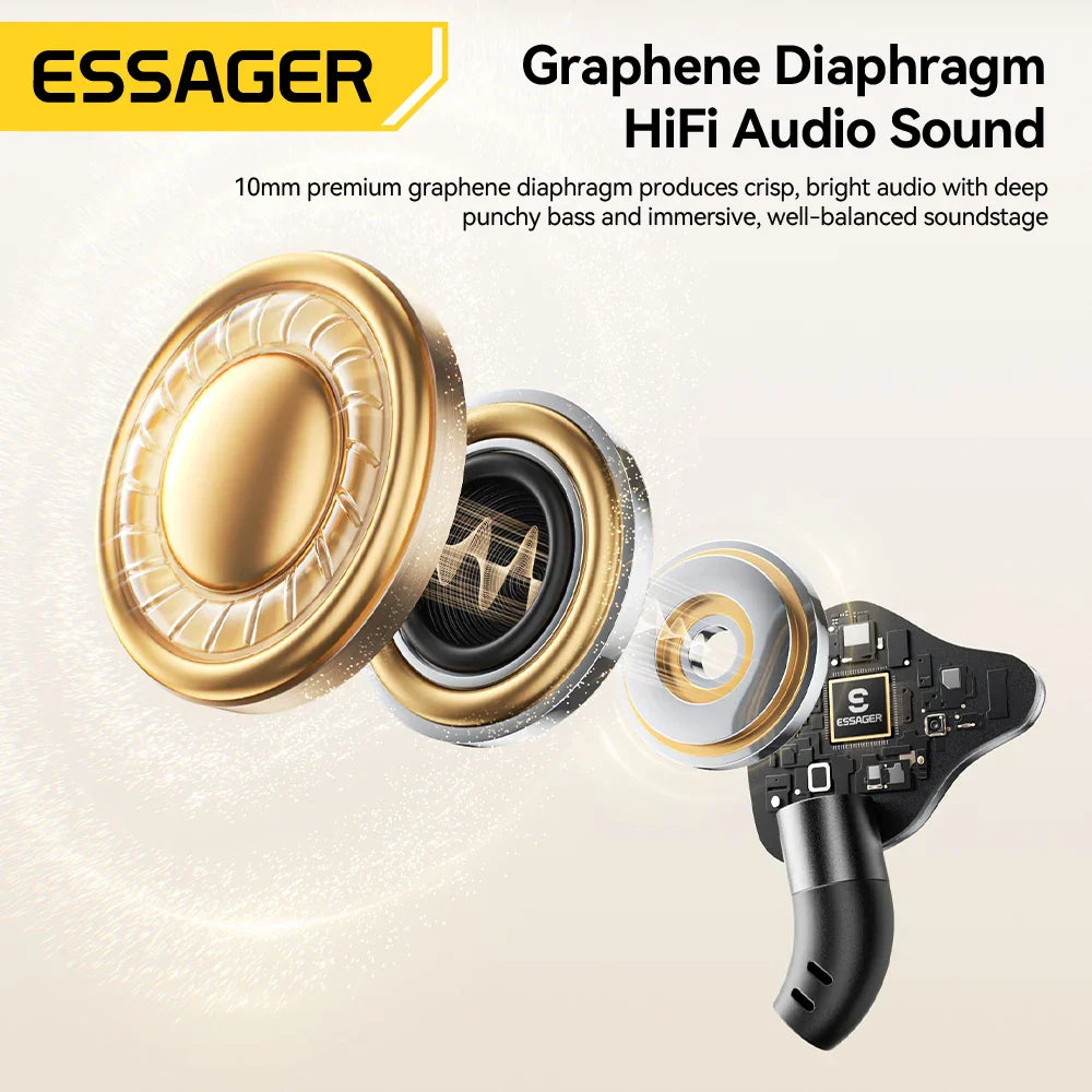 Gold-colored graphene diaphragm karaoke earphones with sleek black circuit board for singing live game wired earbud headset