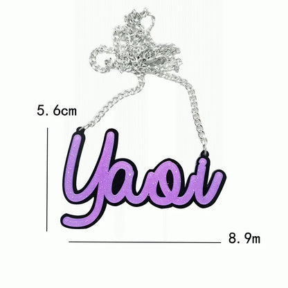 A sparkling lavender glitter black letter halloween name necklace with black outline on a silver chain street trend accessory