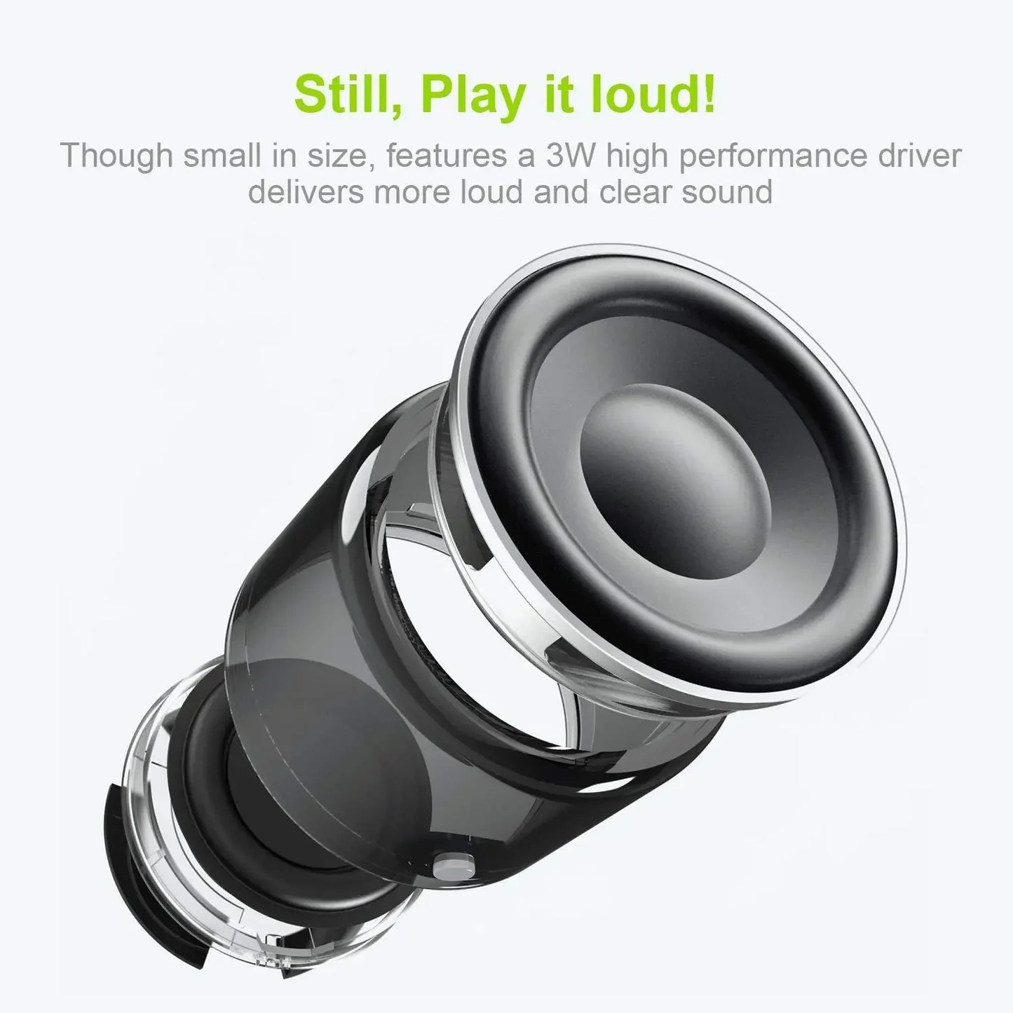 Compact black and silver ewa a106pro mini bluetooth speaker with 3w driver and custom bass radiator offers long play time