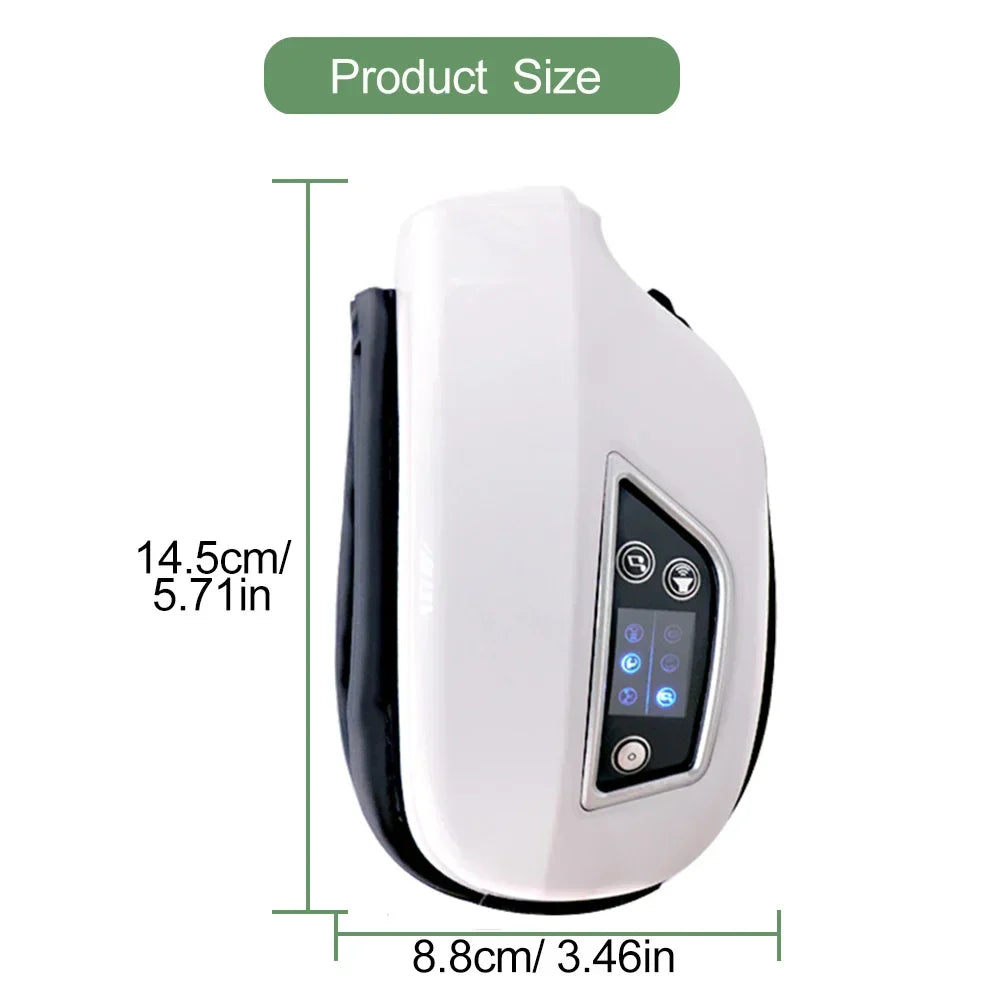 White and black handheld eye massager smart with foldable vibration airbag and massage instrument bluetooth control panel