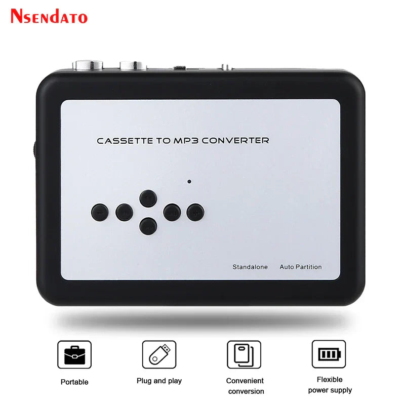 Black and silver ezcap 231 usb cassette tape mp3 converter tapes with sleek rectangular design for cassette player recorder