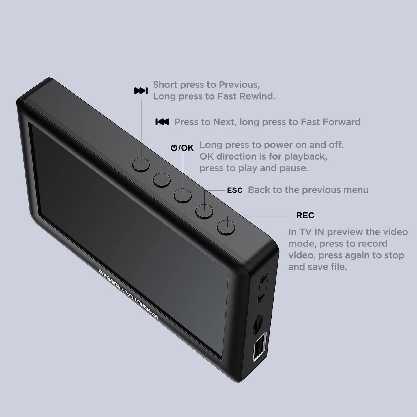 Black matte ezcap180 av recorder audio capture box with multiple control buttons for digital converter record use
