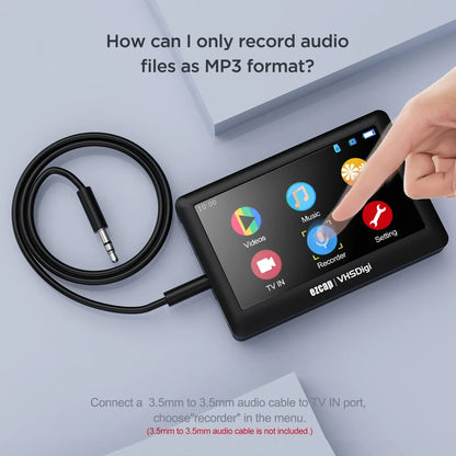 Black ezcap180 av recorder audio capture box with touchscreen digital converter record and connected audio cable