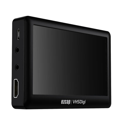 Black ezcap180 av recorder handheld audio capture box with matte finish and multiple connectivity ports on the side