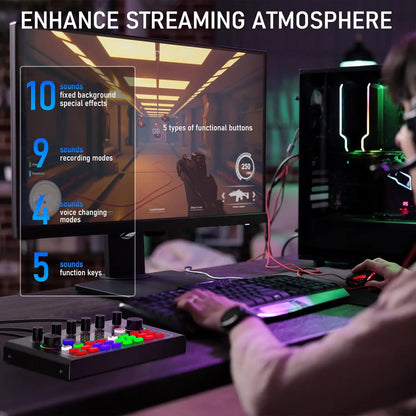 Black f009 live sound audio dj mixer gaming controller with colorful buttons for smartphone live streaming use