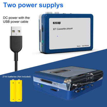 Portable Bluetooth Cassette Player , Tape Player Bluetooth Output to Headphone/Speaker,Walkman Portable Cassette Tape Player