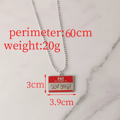 Hip Hop Rap Hang Tag Necklace Keychain Ruffian Amu Identity Necklace Metal Hang Tag English Letter Jewelry 2024