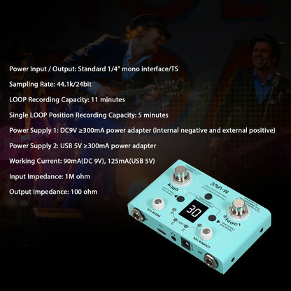 Double Footswitch Looper Pedal Looper M-VAVE LOST TEMPO Effect Pedal Drum & Looper Effector Mini 2-in-1 Looper & Drum Machine