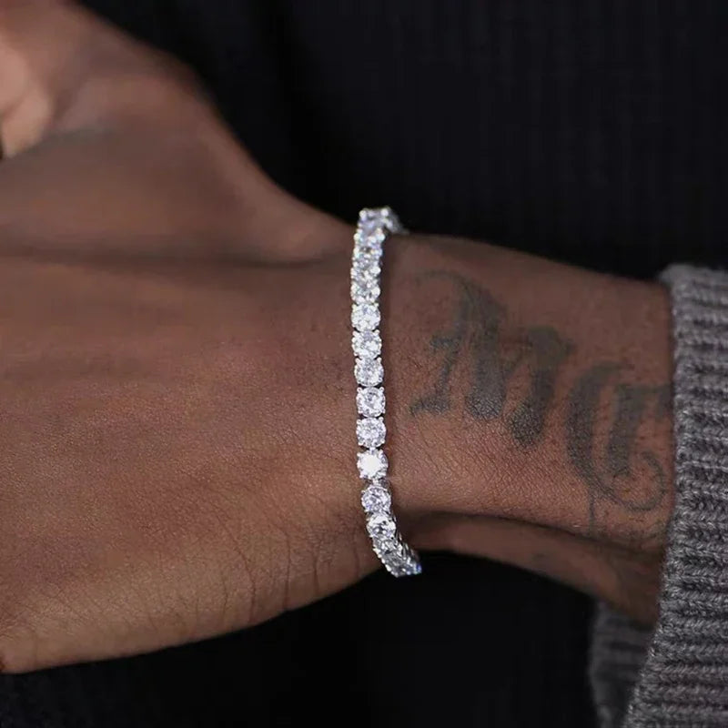 Hiphop Tennis Bracelet Homme Iced Out 3/4/5mm Cubic Zirconia Mens Crystal Chain on The Hand Hip-hop Streetwear Jewelry Male