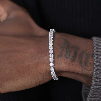 Hiphop Tennis Bracelet Homme Iced Out 3/4/5mm Cubic Zirconia Mens Crystal Chain on The Hand Hip-hop Streetwear Jewelry Male