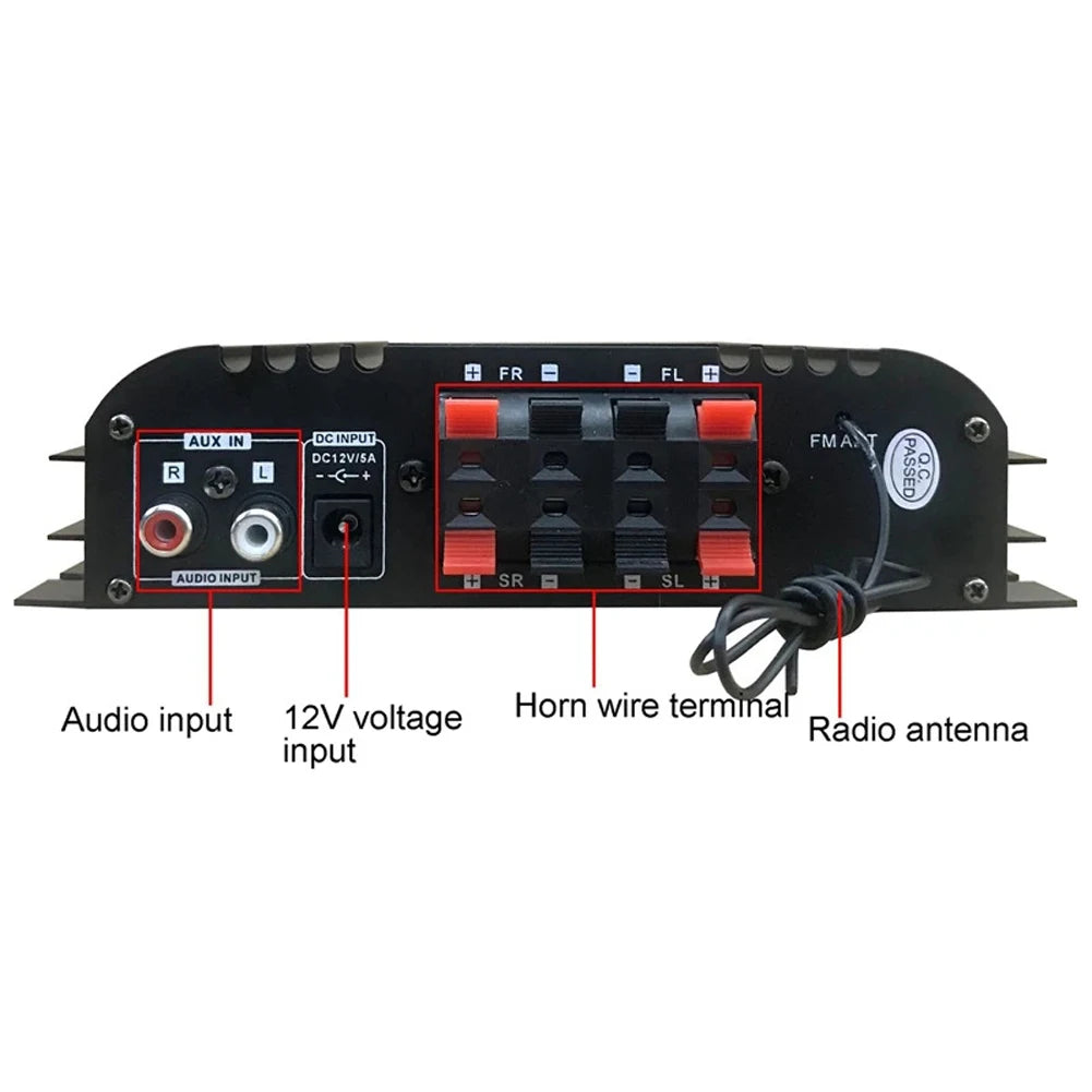1600W Max Power Mini HIFI Digital Stereo Amp 4 Channel Sound Audio Amplifier with Remote Control FM Radio USB BT Karaoke Player