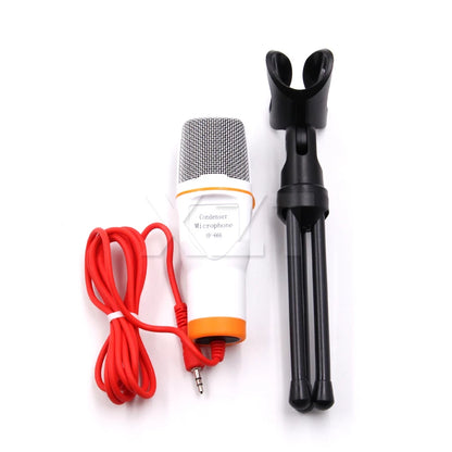 3.5mm Audio Wired Stereo Condenser Microphone With Holder Stand Clip For PC Chatting Singing Karaoke Laptop
