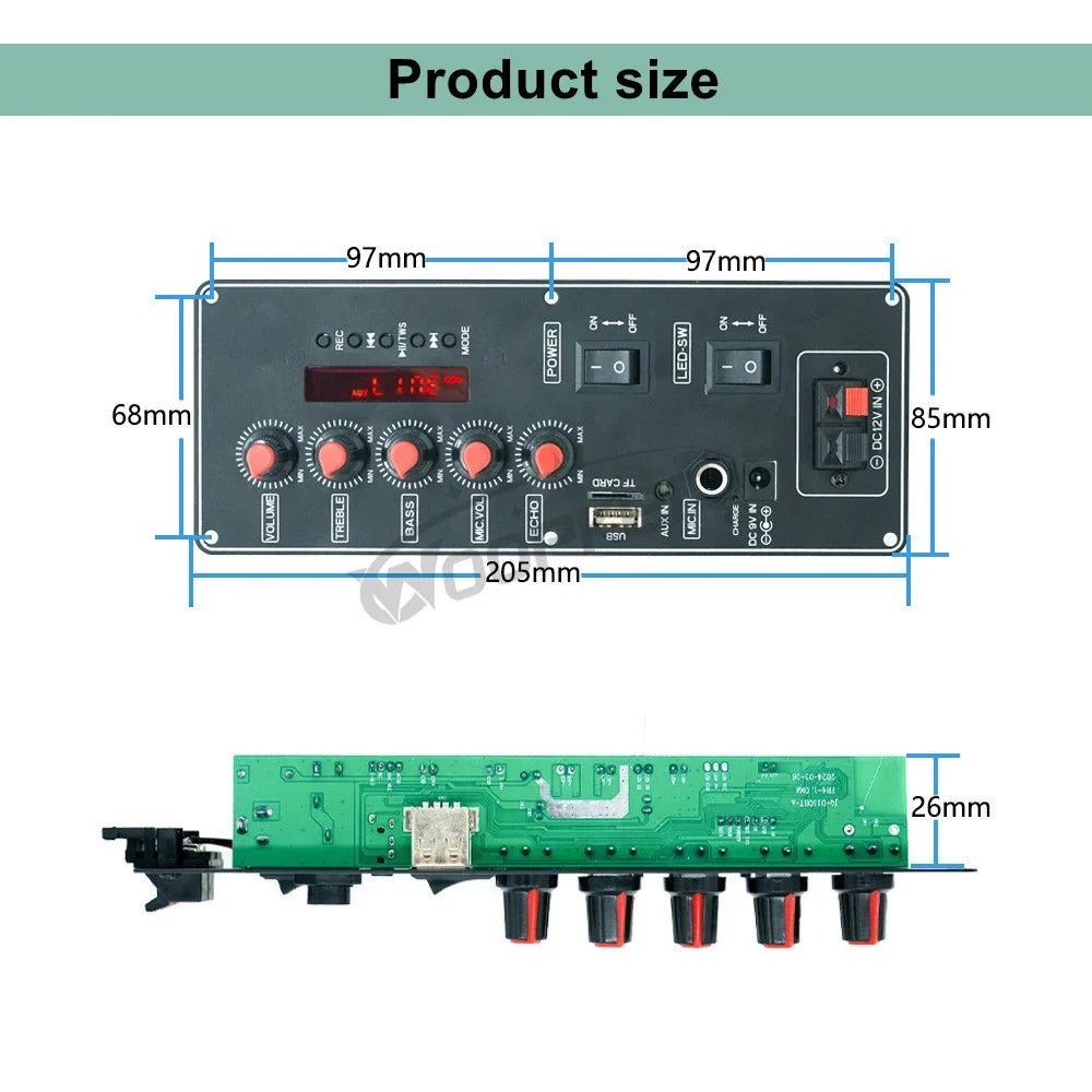 WOOPKER Audio Amplifier Board 7.4V Battery Version 30W Subwoofer Microphone Amp Module Channel 2.0 for 4 ohms Speaker Home DIY