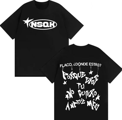 Rapper Nsqk Do You Think about Me Letters Print T-shirt Mens Popluar Hip Hop Comfort T-shirts Casual Y2K Short Sleeve Tshrits