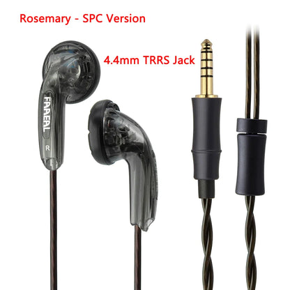 Transparent black faeal rosemary trrs balanced earphones 150ohms with twisted cable and 4.4mm jack for hifi music