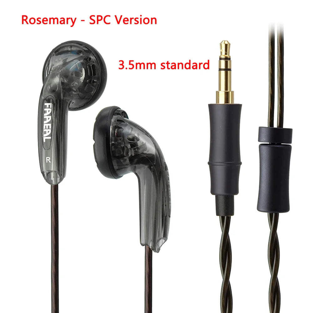 Transparent black rosemary spc version trrs balanced earphones 150ohms with twisted cable and gold plated 3.5mm jack