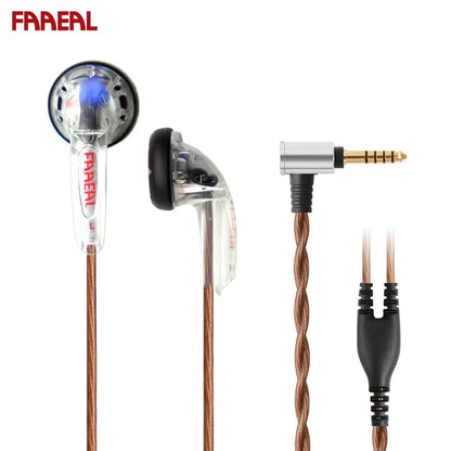Clear plastic faereal in-ear trrs balanced earphones with copper braided cables 150ohms hifi bass headphones