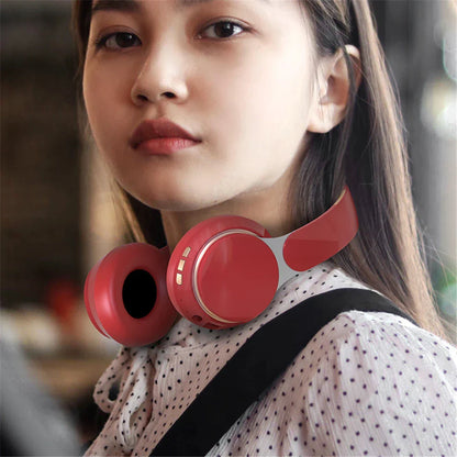 Red over-ear wireless headphones with sleek glossy finish and silver accents featuring deep bass stereo sound for factory wholesale deep use