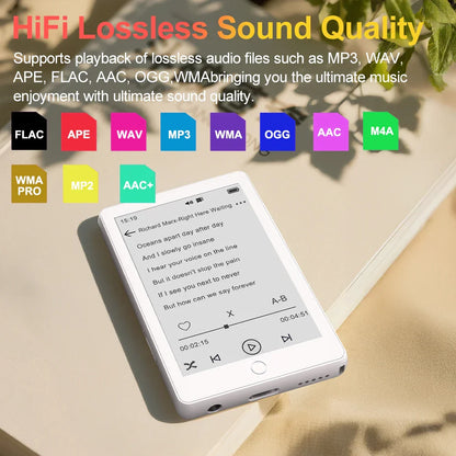 White rectangular famue 2.7 inch e ink screen mp3 player 64gb with bluetooth for student classroom recording and reading