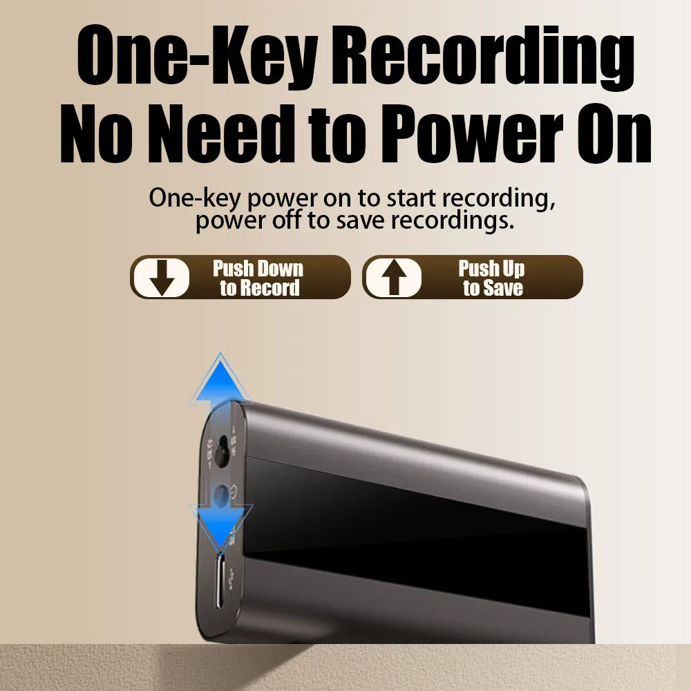 Black rectangular famue l27 adsorption voice recorder with one-key recording 760h recording 90db noise reduction 64gb storage