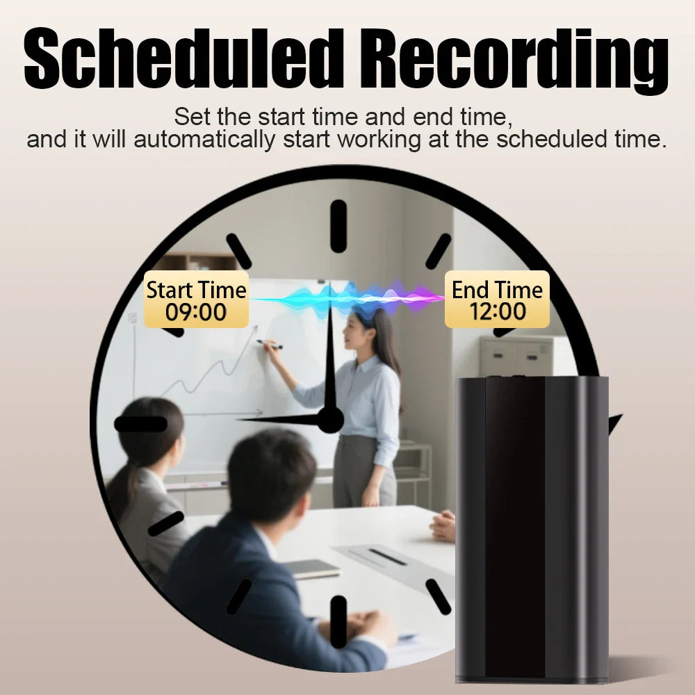 Black cylindrical famue professional voice recorder with 64gb, 760h recording 90db noise reduction, compact design
