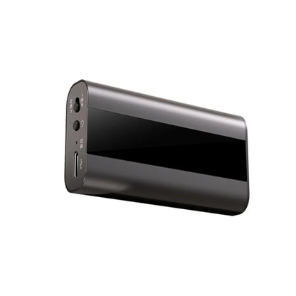 Black rectangular portable power bank with matte finish and glossy panel for famue professional voice recorder 760h recording 90db noise reduction 64gb
