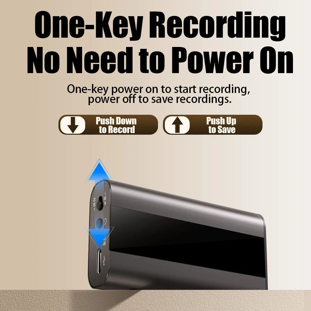 Black rectangular famue professional voice recorder with one-key recording 760h recording 90db noise reduction 64gb storage
