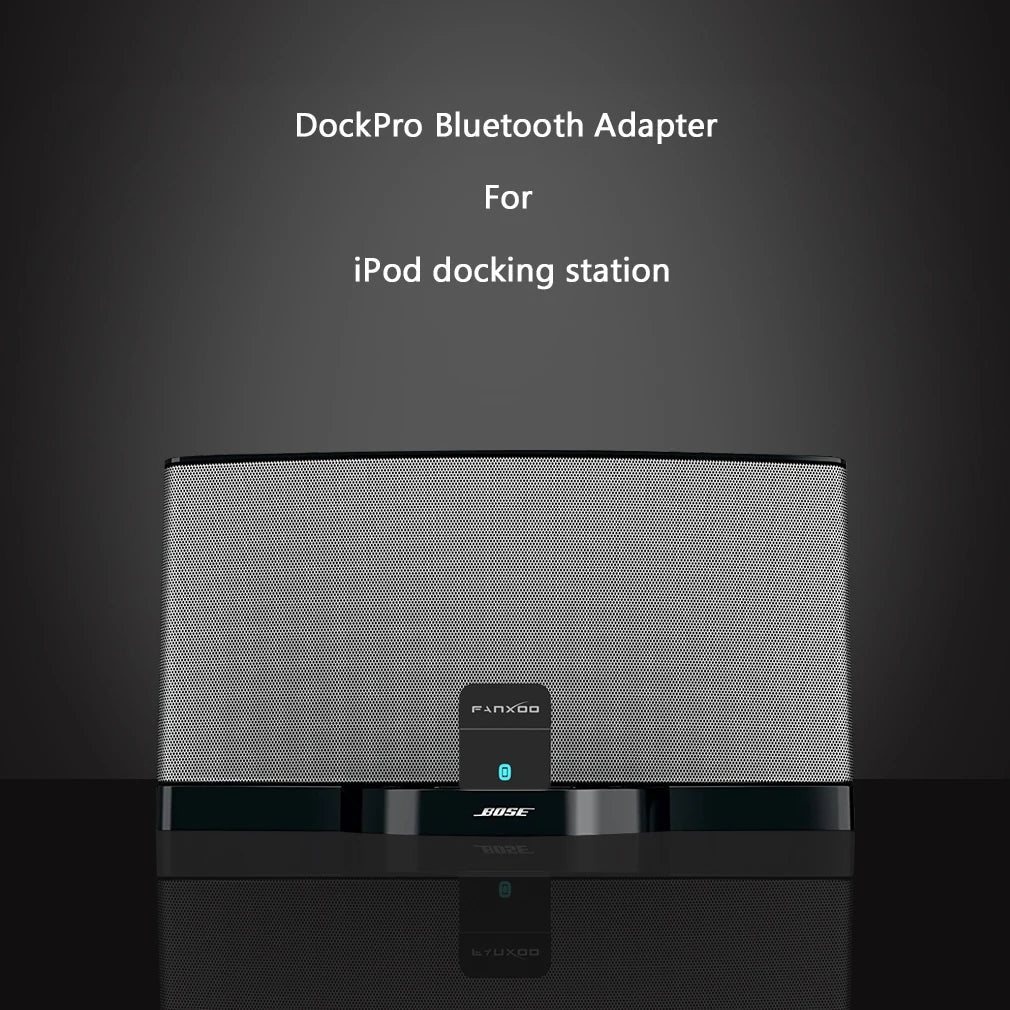 Silver mesh textured fanxoo mini bluetooth receiver with bose sounddock logo for yamaha iphone ipod docking stations